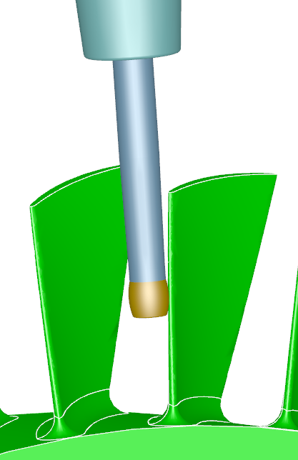 Barrel cutter finishing a blisk-blade